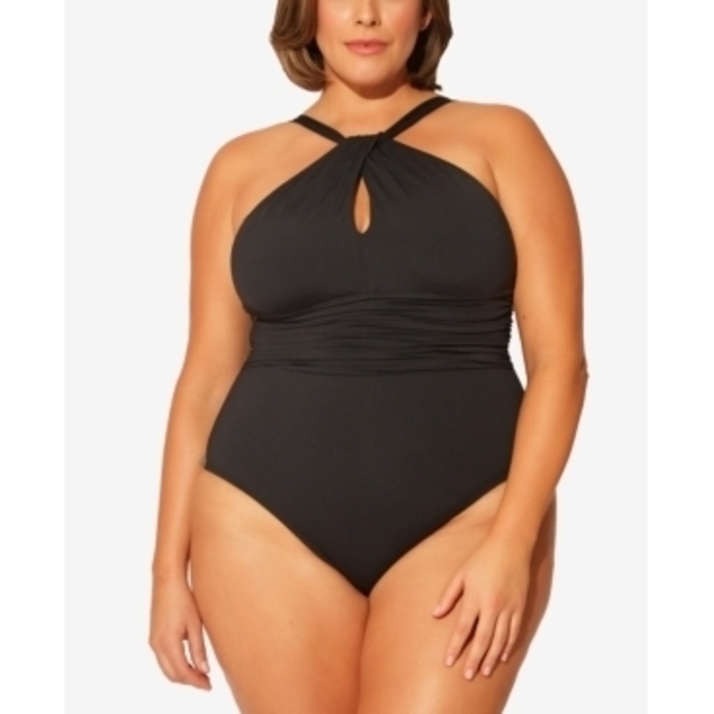 Bleu Rod Beattie Women s High Neck One Piece Swimsuit Black Size 20W